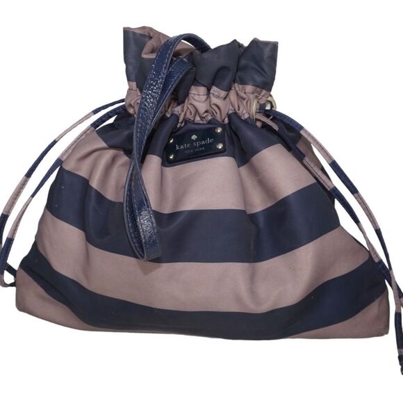 Kate Spade Sateen Striped Shoulder Bag with Drawstring Closure - Picture 2 of 12